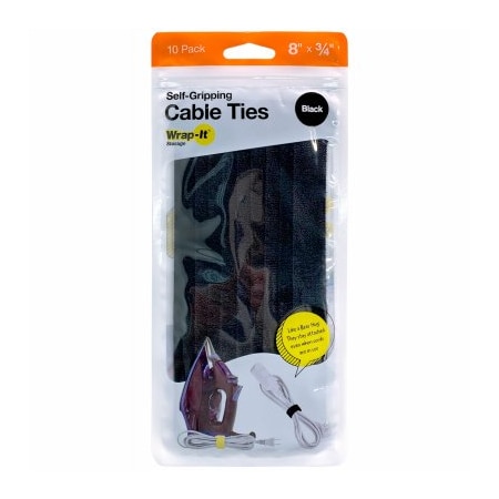 Jjaamm Cable Tie, 8 in L, Black, Nylon 410-8BL